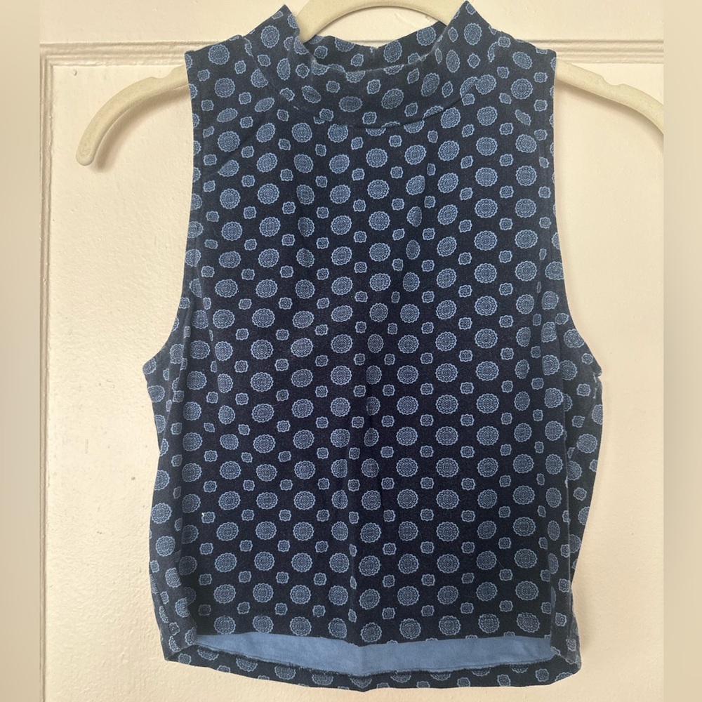 Forever 21 Blue Fitted Crop Tank Top